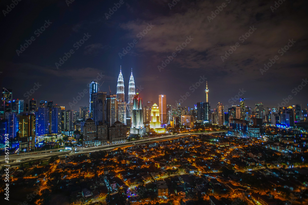 Kuala Lumpur city night view. 