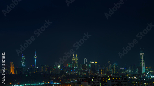 Kuala Lumpur city panorama night view.