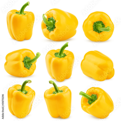 sweet yellow pepper  paprika  isolated on white background  clipping path  full depth of field