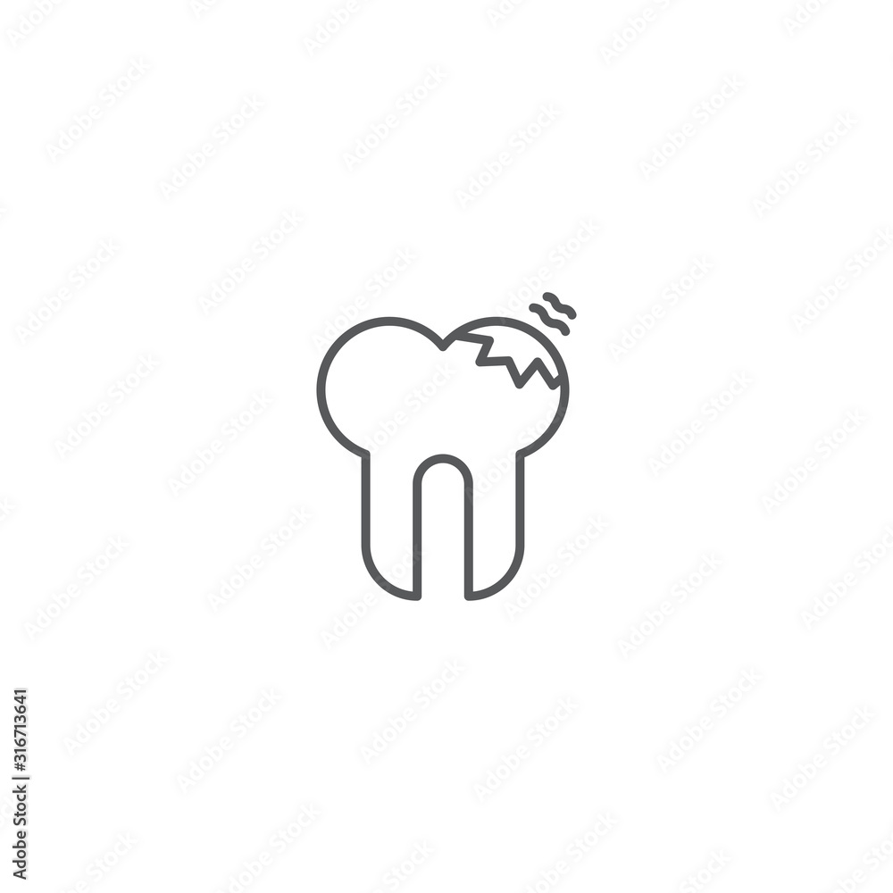 Decayed teeth vector icon symbol dental disease isolated on white background Decayed teeth vector icon symbol dental disease isolated on white background