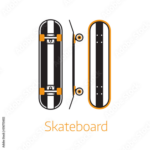 Modern Long Board Desk Icons in Outline