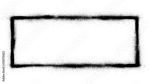 graffiti rectangle frame sprayed in black over white