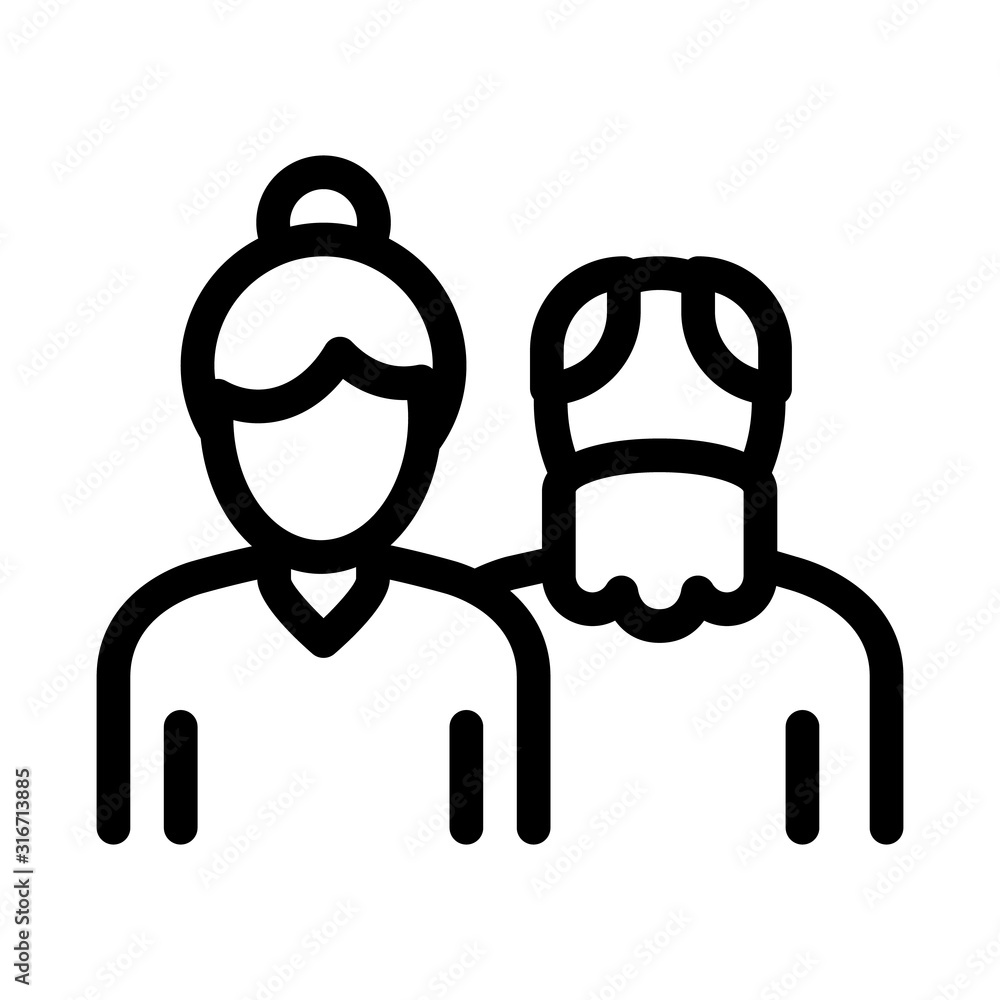 Grandparents Icon Vector. Outline Grandparents Sign. Isolated Contour Symbol Illustration Grandparents Icon Vector. Outline Grandparents Sign. Isolated Contour Symbol Illustration