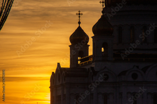 golden sunset in winter Moscow 3