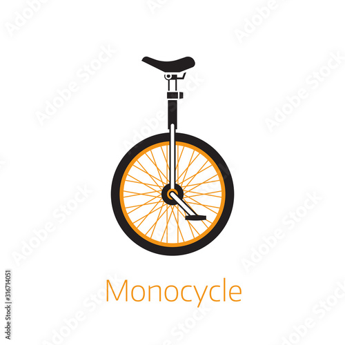 Unicycle Outline Icon or Logo BW Template