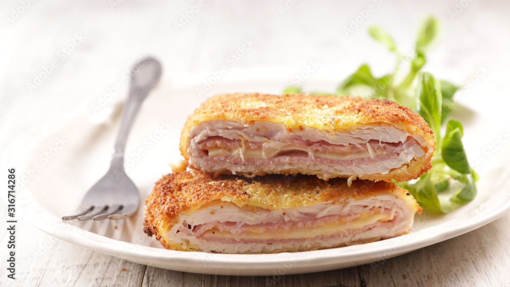 cordon bleu- chicken fillet with ham and cheese cordon bleu- chicken fillet with ham and cheese