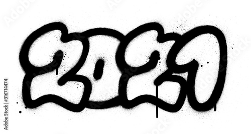 graffiti 2021 date sprayed in black over white