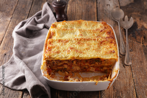 lasagna with minced beef and vegetable