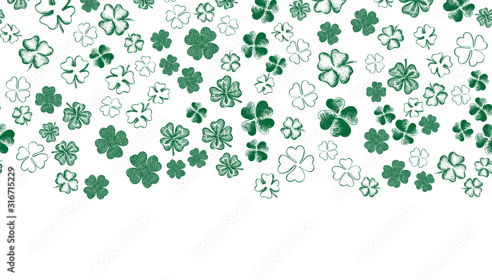 St. Patrick's Day Background. Sketch clover. Hand drawn illustration. St. Patrick's Day Background. Sketch clover. Hand drawn illustration.