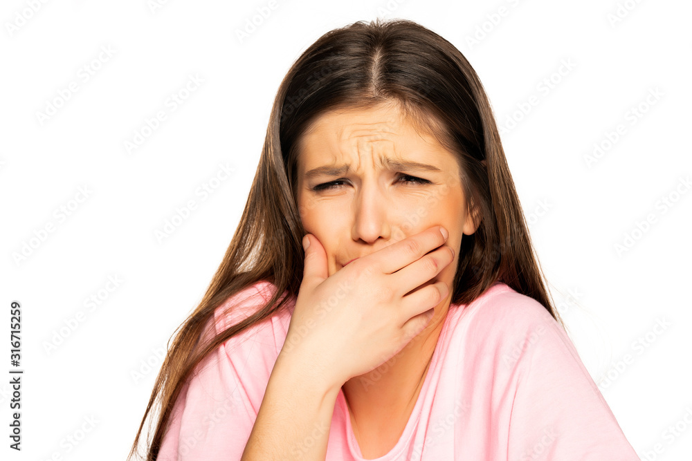 Young woman with strong toothache Young woman with strong toothache