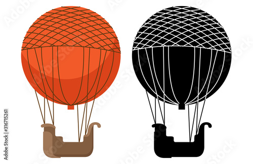 Tela Black and white, colorful hot air balloons