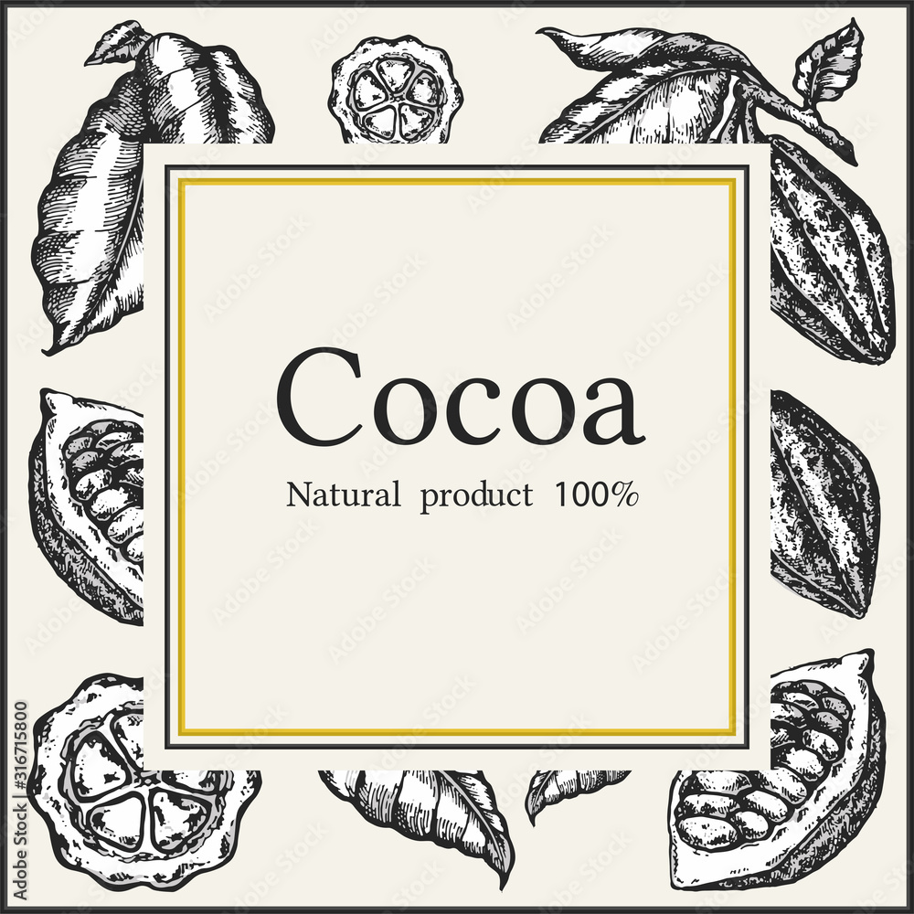 Cocoa beans seamless pattern. Cocoa tree illustration. Engraved style illustration. Chocolate cocoa beans. Vector illustration. Cocoa beans seamless pattern. Cocoa tree illustration. Engraved style illustration. Chocolate cocoa beans. Vector illustration.