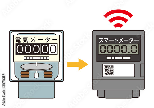 電気メーター スマートメーター 導入 アイコン イラスト ベクター