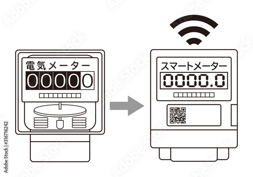 電気メーター スマートメーター 導入 アイコン イラスト ベクター