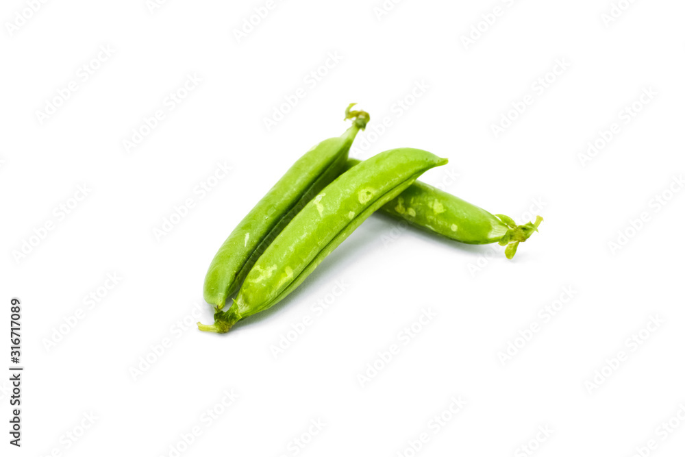 Fresh green peas isolated on white background Fresh green peas isolated on white background