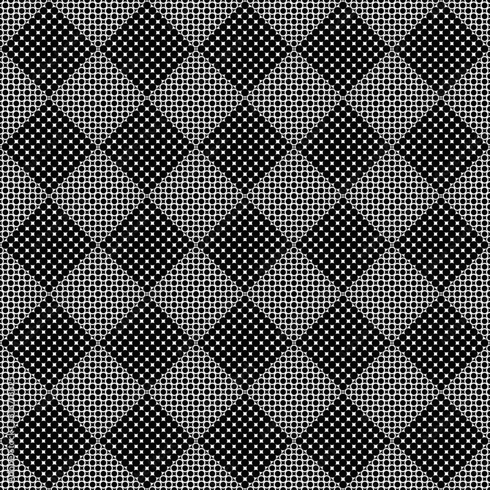 Seamless circle pattern background - abstract monochrome vector graphic design