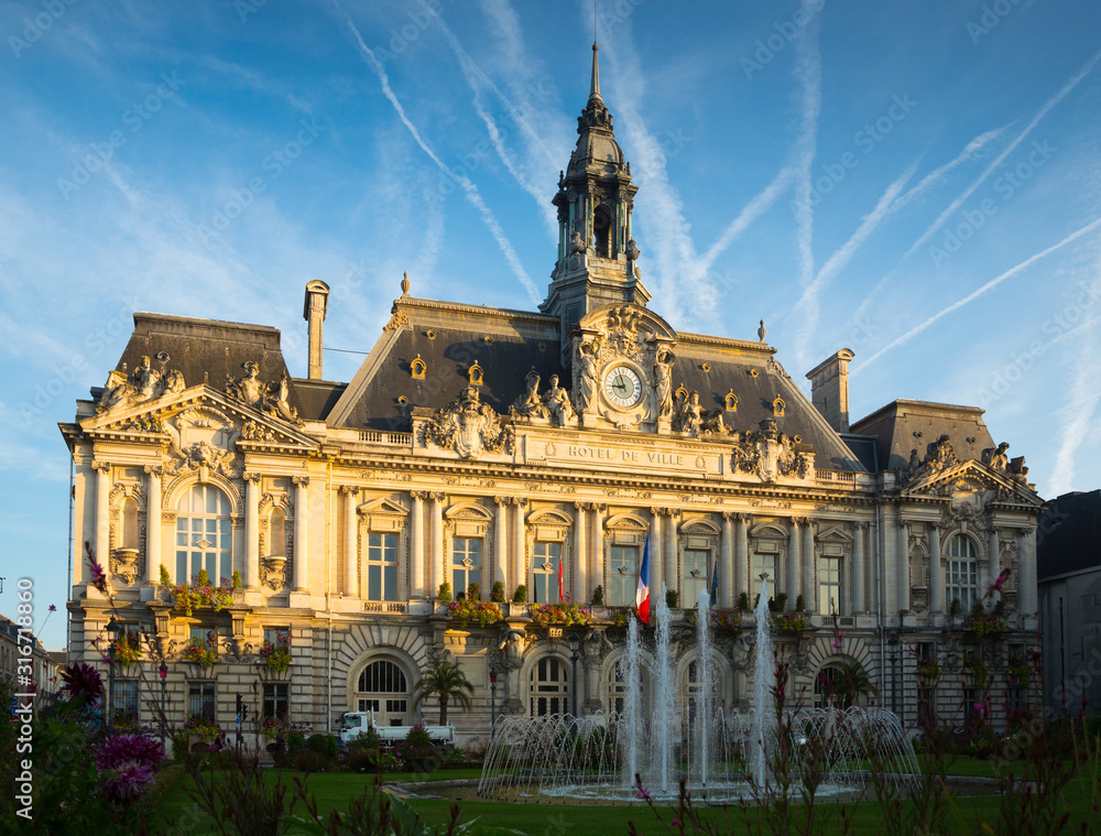 Morning view of Tours Town Hall
