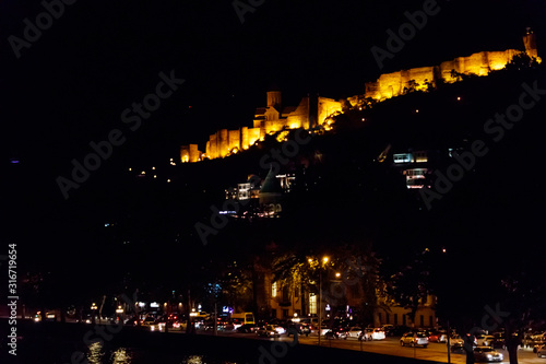 Night view on the Narikala fortress in Tbilisi, Georgia © olyasolodenko