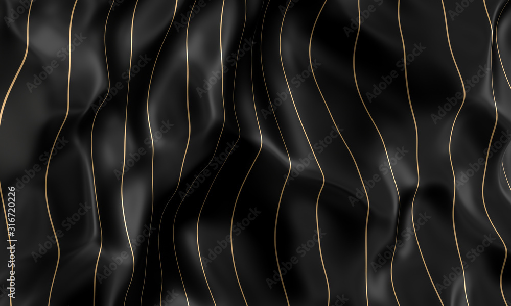 Naklejka black wave background with gold colored vertical lines.