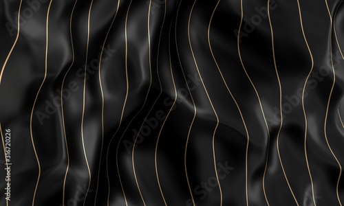 Naklejka black wave background with gold colored vertical lines.