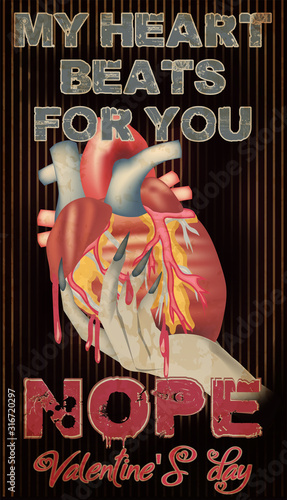Anti Valentines day banner,  My heart beats for you. vector illustration