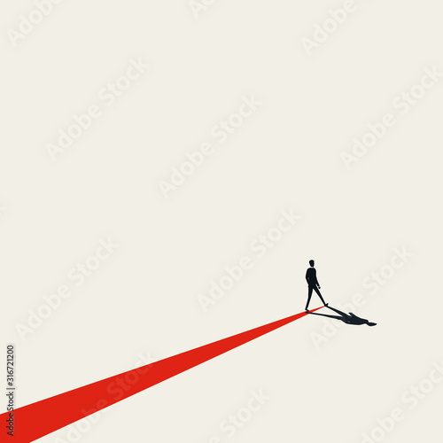 Business path, plan or strategy vector concept with busienssman making his own way. Symbol of success, ambition.