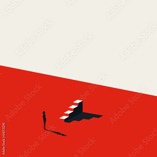 Business or career opportunity for woman vector concept with stairs. Symbol of courage, strength, success and confidence