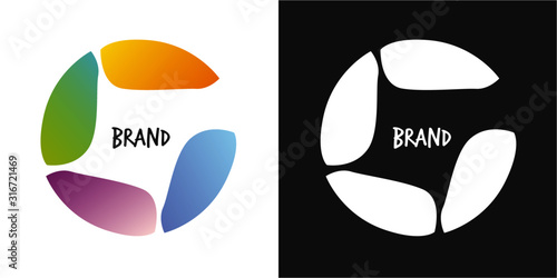 Four colorful abstract shapes for a letter C Logo Design. Circle Creative vector illustration of natural mosaic fragment for your Company. Business, Association, Alliance, Unity, Teamwork.