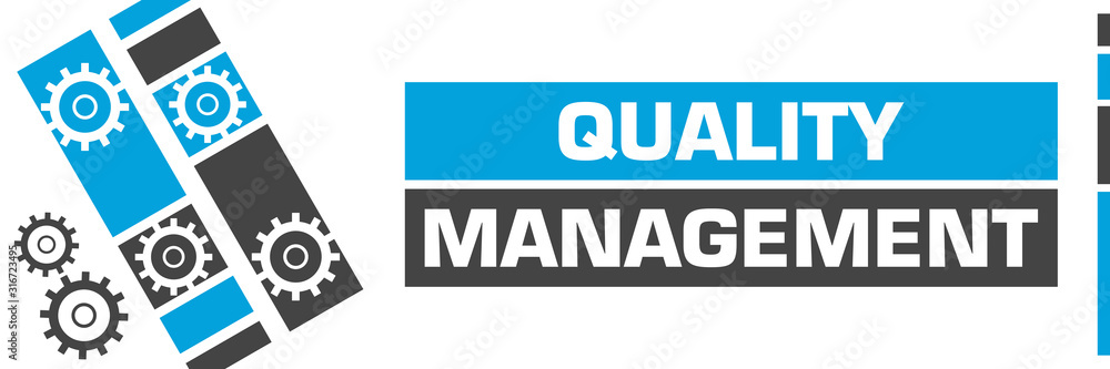 Quality Management Blue Grey Line Boxes Gears Quality Management Blue Grey Line Boxes Gears