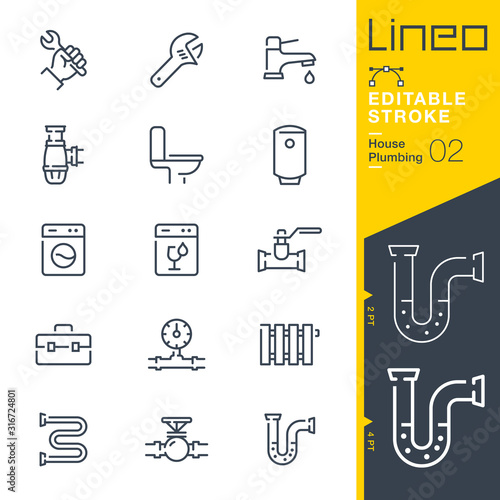 Lineo Editable Stroke - Plumbing line icons