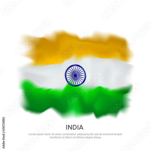 Abstract flag of India on white background for creative design. Graphic abstract drawing background. Indian patriotic template. Indian flag banner vector design