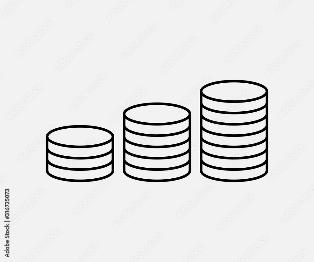 Coins stack, money icon. Vector illustration, flat design. Coins stack, money icon. Vector illustration, flat design.