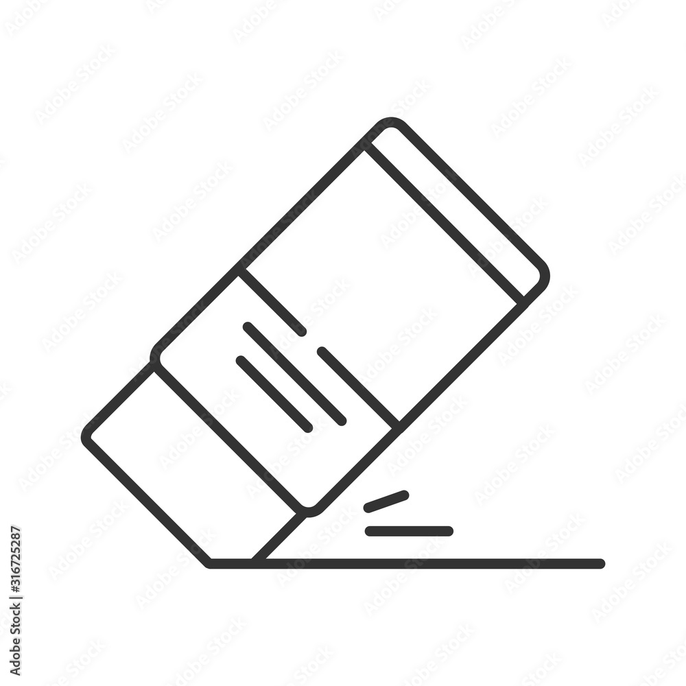Eraser black line icon. Mistake removal tool concept. School, office supplies. Sign for web page, mobile app, banner, social media. Editable stroke. Eraser black line icon. Mistake removal tool concept. School, office supplies. Sign for web page, mobile app, banner, social media. Editable stroke.