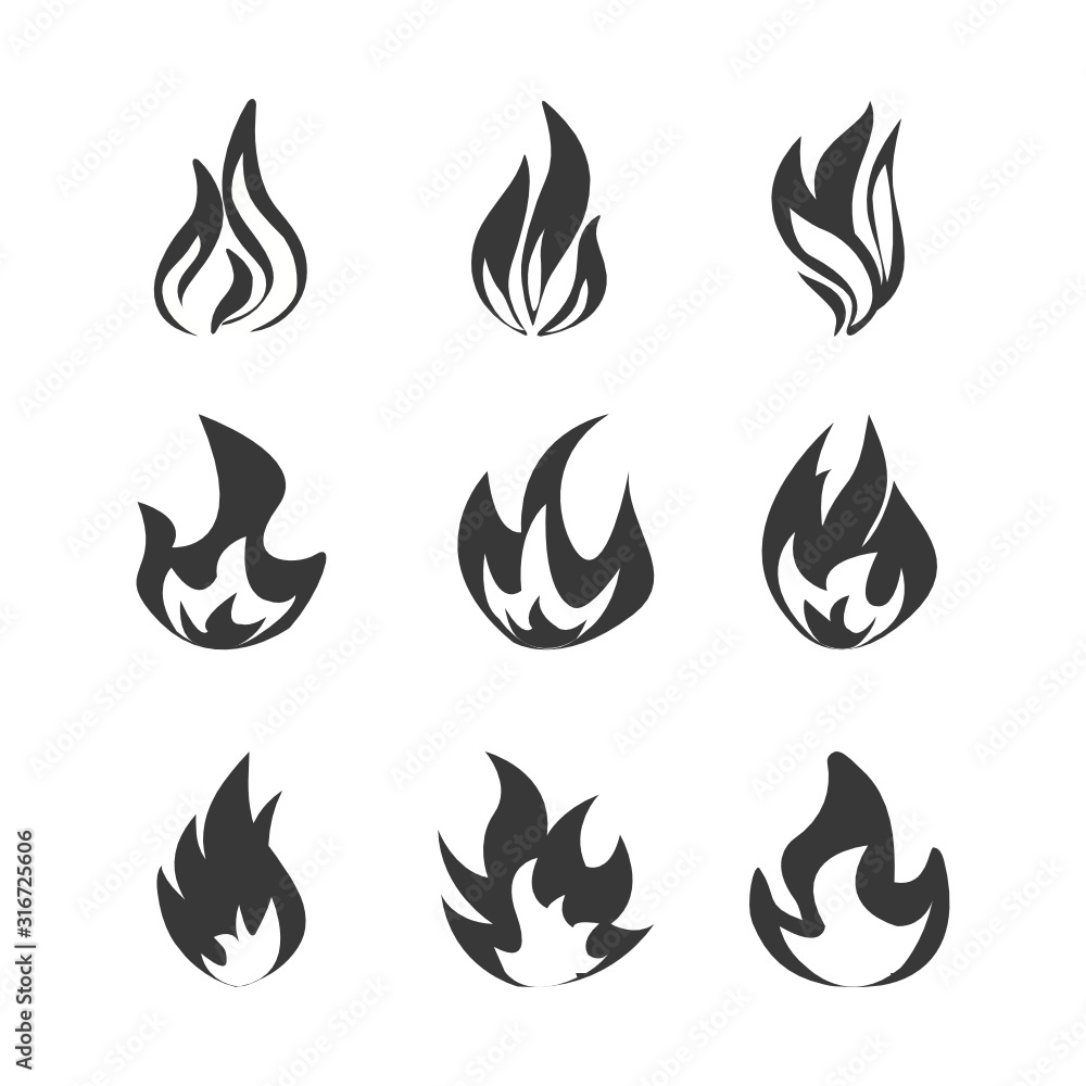 Set of fire on white background. Vector illustration Set of fire on white background. Vector illustration