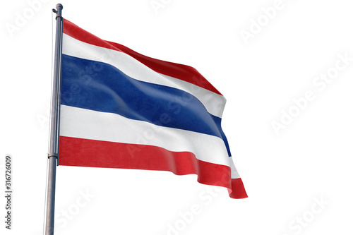 Free Download Thailand flag waving on pole with white isolated background. National theme, international concept. - GFXLoad