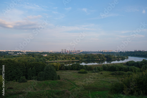 View to the Moscow river from hills in Kolomenskoe park