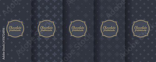 Set of dark vintage seamless backgrounds for luxury packaging design.
