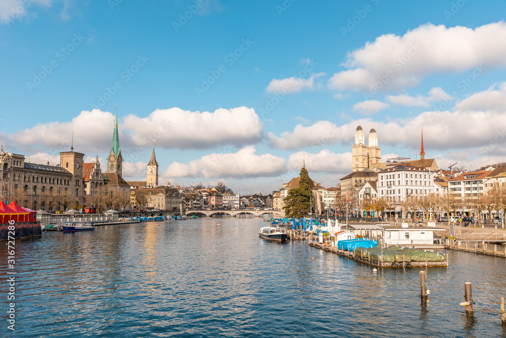 Zurich beautiful panoramic view on a sunny day