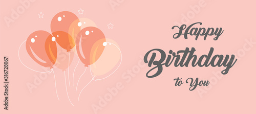 Birthday graphic with balloons and typography on light pink background - Vector Illustration