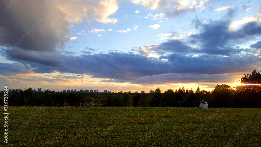 sunset over the field