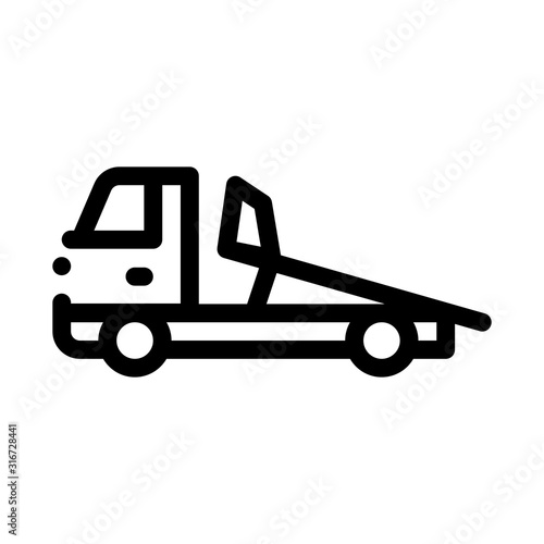 Evacuator Truck Icon Vector. Outline Evacuator Truck Sign. Isolated Contour Symbol Illustration