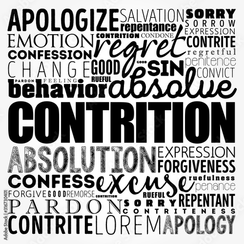 Contrition word cloud collage, concept background
