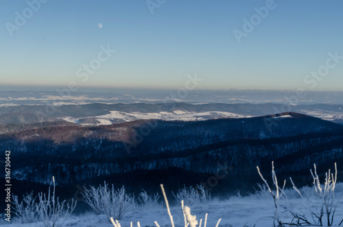 Fototapeta Naklejka Na Ścianę i Meble -  Z połoniny Dźwinackiej Bieszczady zima