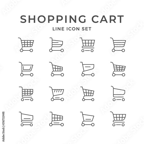 Set line icons of shopping cart
