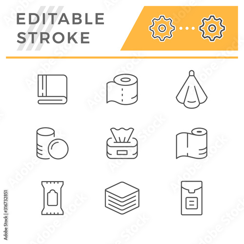 Set line icons of towel and napkin
