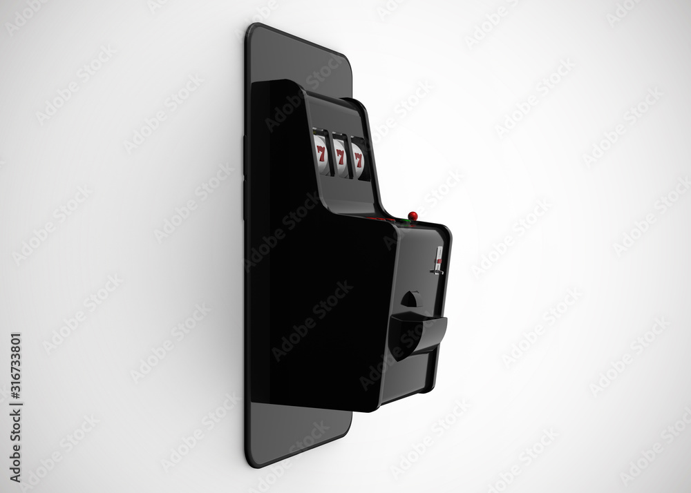 Slot Machine Online Mobile Casino Retro Style 777 One Arm Gambit 3D Render Slot Machine Online Mobile Casino Retro Style 777 One Arm Gambit 3D Render