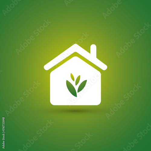 Eco Smart Home Concept Design - House Icon with Leaves