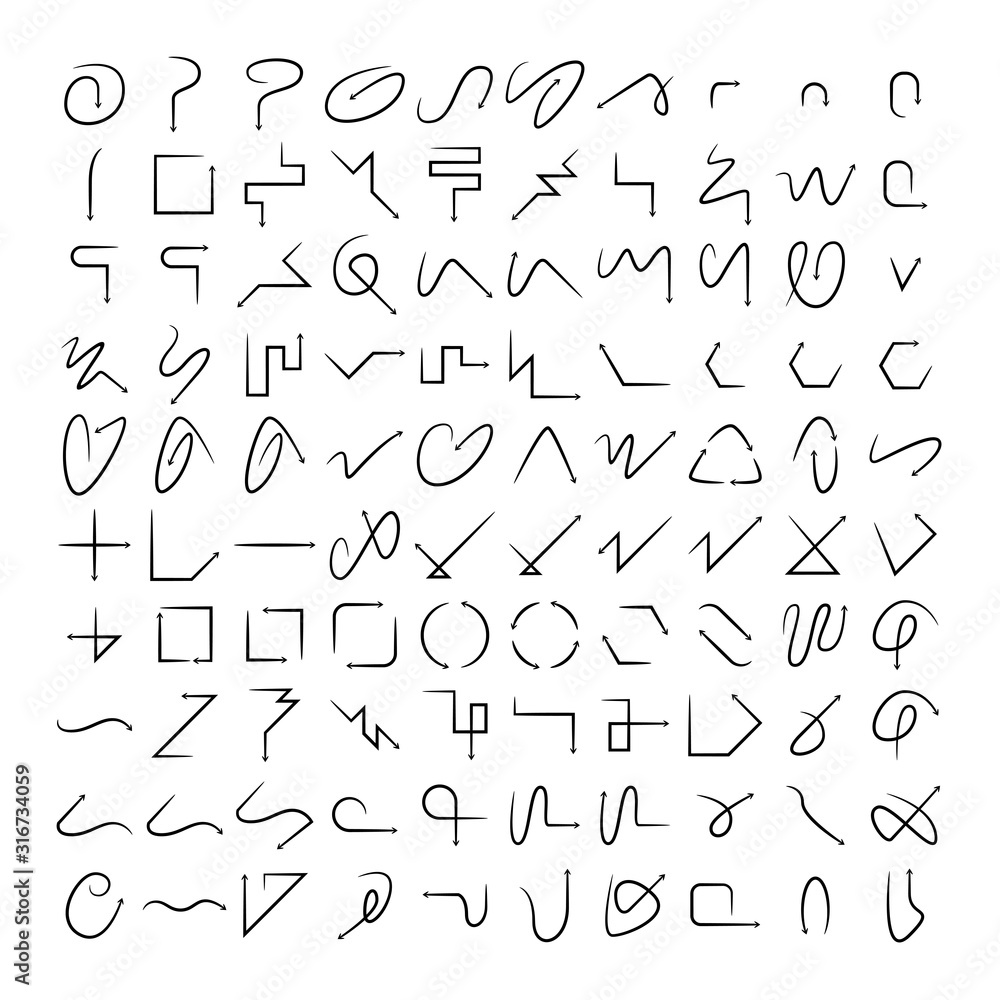 big set arrow bow icons set line design big set arrow bow icons set line design