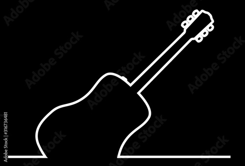 Acoustic Guitar Continuous line Drawing