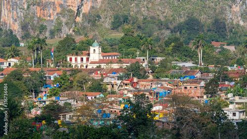 vinales village cityscape with a church, cuba